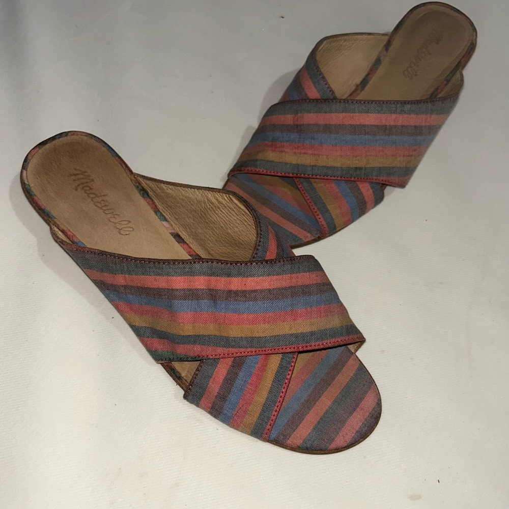 Madewell the Ruthie crisscross striped mules - Picture 2 of 11